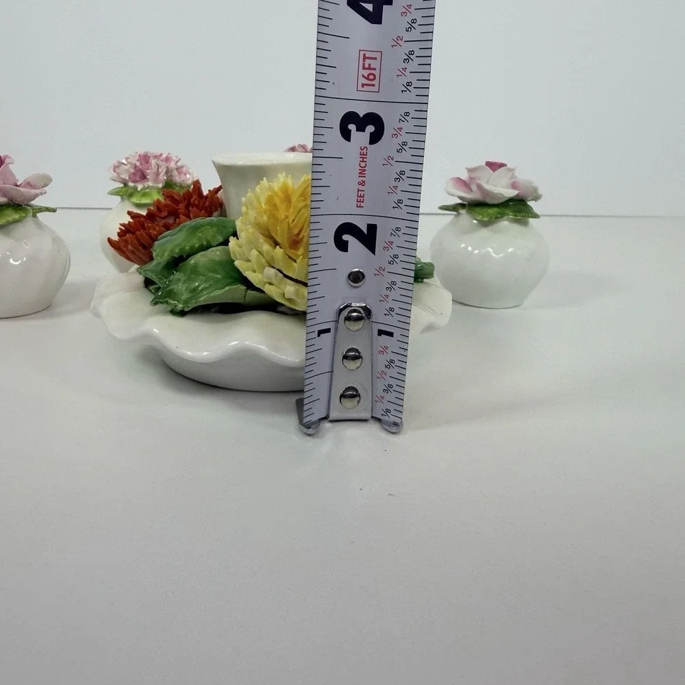 Bone‎ China Salt & Pepper Shakers And Candle Holder Set Carbation & Roses Radnor